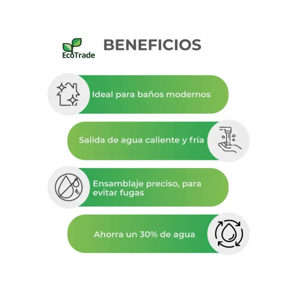 Grifería Baño Acero Inoxidable Cromado Control Monomando - Imagen 3