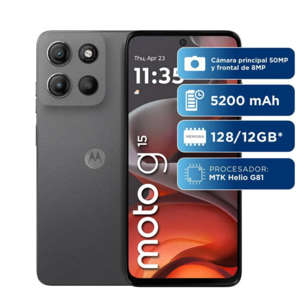 Celular Motorola G15 4 mas 4 Ram 256 Gb Gris - Imagen 5
