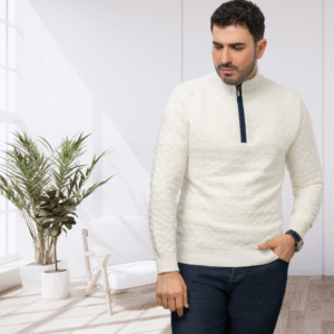Sweater polo marfil