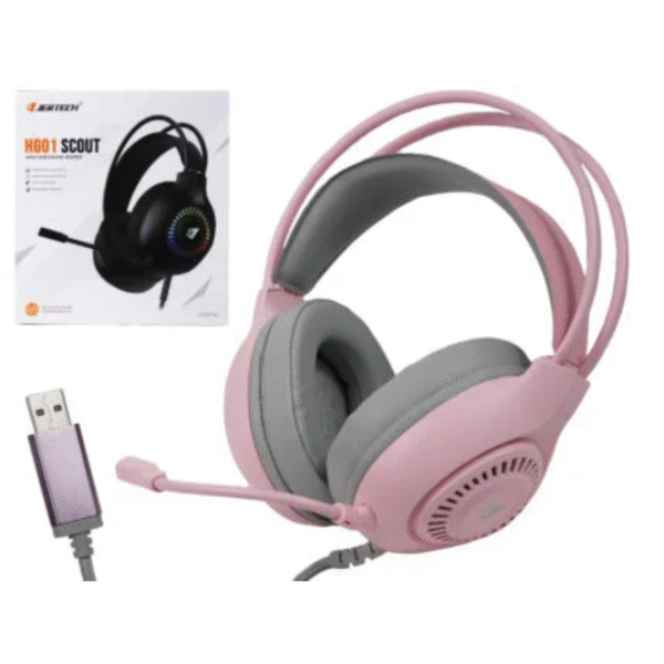 Audífonos Diadema Gaming RGB Jertech HG01 Rosado - Imagen 3