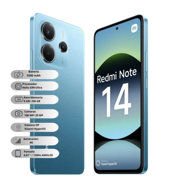 Celular Xiaomi Redmi Note 14 4G 256 Gb 8 Ram Azul - Imagen 3