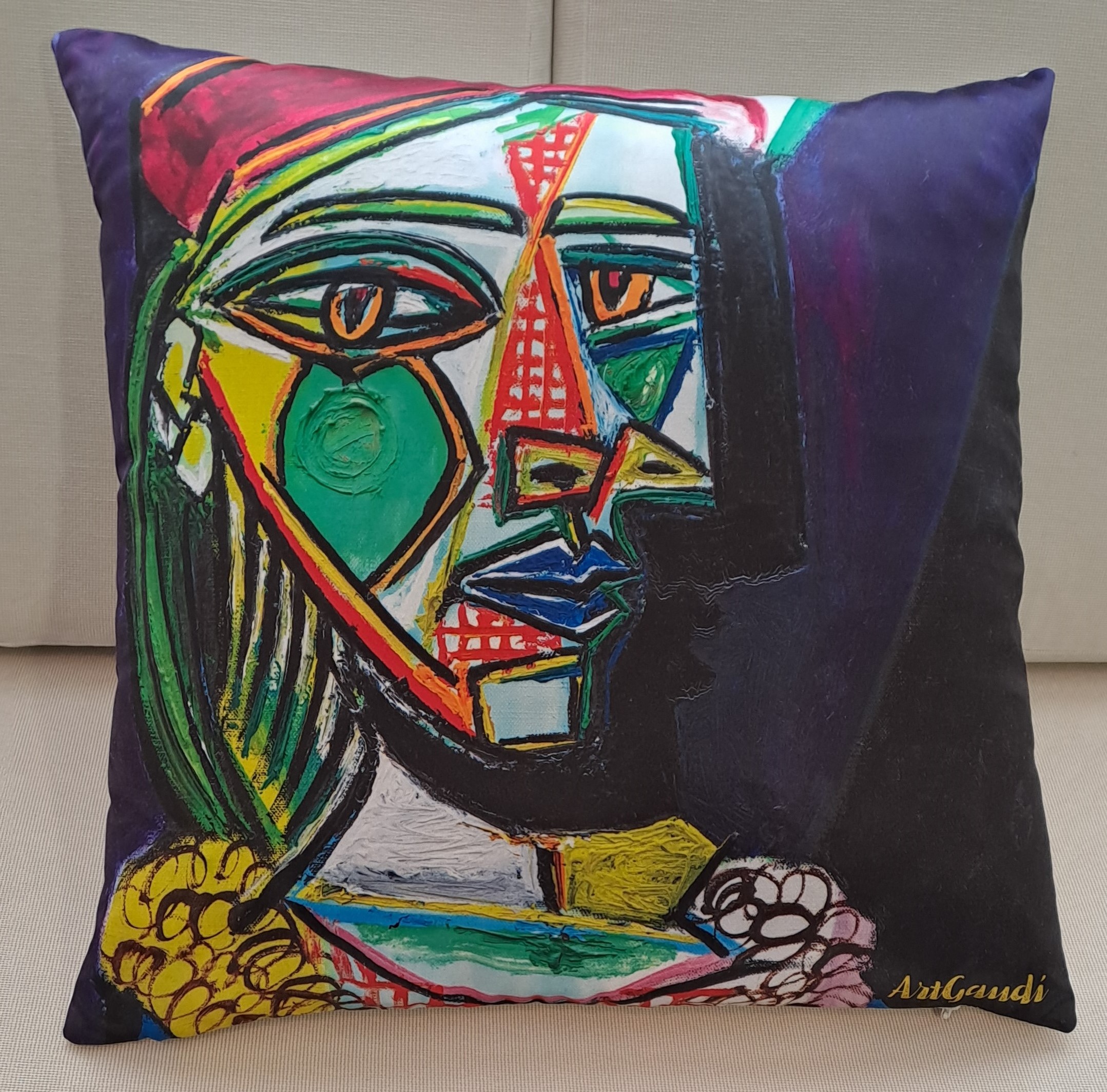 COJíN LA MUJER DE LA BOINA ROJA DE PABLO PICASSO - Imagen 2