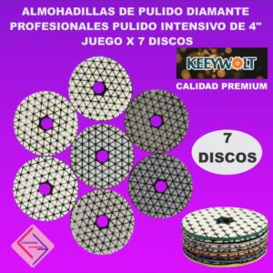 ALMOHADILLA DISCO DE PULIDO DIAMANTE PROFESIONAL PULIDO INTENSIVO 4 PULG JUEGO 7 DISCOS