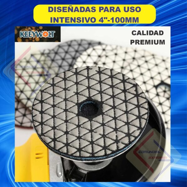 ALMOHADILLA DISCO DE PULIDO DIAMANTE PROFESIONAL PULIDO INTENSIVO 4 PULG JUEGO 7 DISCOS - Imagen 3