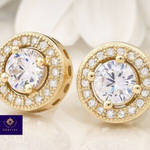 Aretes Cristal Plata Oro