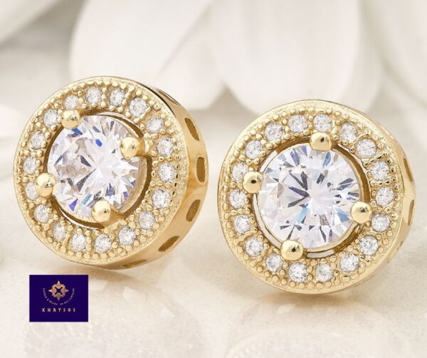 Aretes Cristal Plata Oro