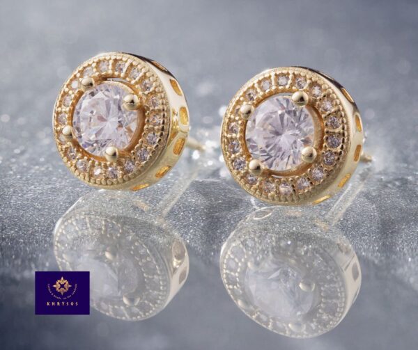 Aretes Cristal Plata Oro - Imagen 4