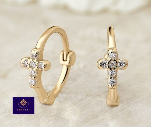 Aretes Crux Plata Oro - Imagen 5
