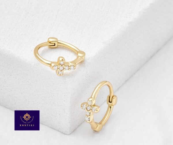 Aretes Crux Plata Oro - Imagen 2