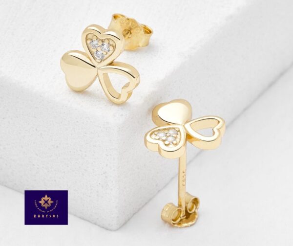 Aretes trebol plata oro - Imagen 2