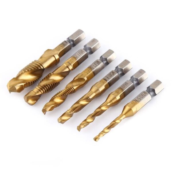 BROCAS DE ROSCA O MACHUELO HSS 3 EN 1 DORADAS M3 M10 JUEGO 6 PCs - Imagen 2