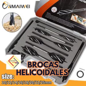BROCAS PARA MADERA DE ACERO AL CARBONO VÁSTAGO HEXAGONAL JUEGO 11 PIEZAS ESTUCHE