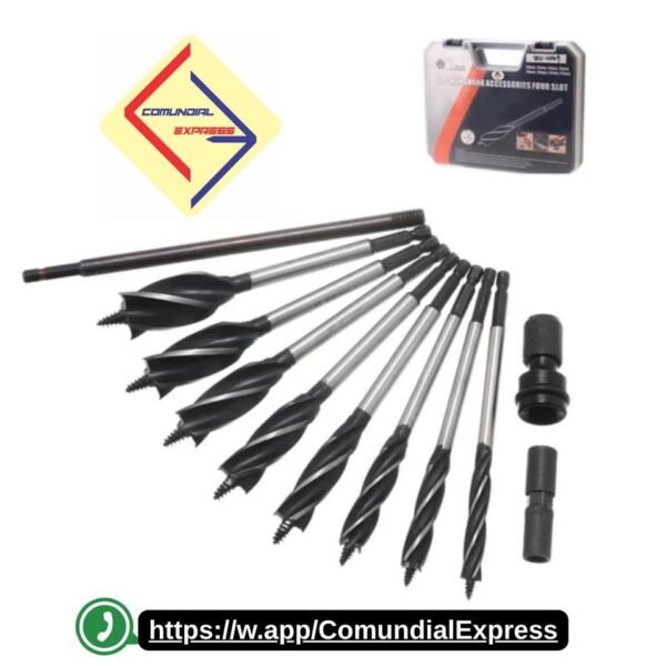 BROCAS PARA MADERA DE ACERO AL CARBONO VÁSTAGO HEXAGONAL JUEGO 11 PIEZAS ESTUCHE - Imagen 2
