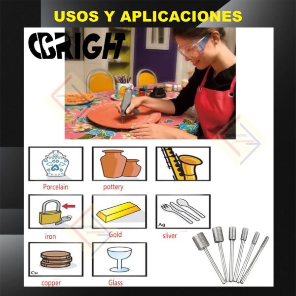 BROCA FRESA DIAMANTE CABEZA CILINDRICA DREMEL CNC Y MOTOTOOL 6 PCs - Imagen 4