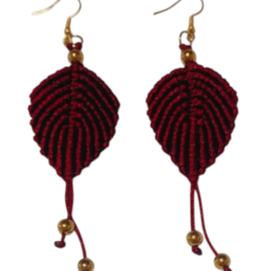Aretes Hoja Vino de Macramé con Aros