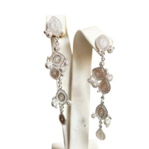 Aretes Geométricos en Plata Ley 925 con Filigrana Momposina