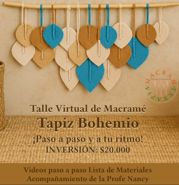 Taller Curso Virtual Tapiz Bohemio en Macramé
