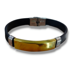 Brazalete de Identificación Delgado Placa Dorada