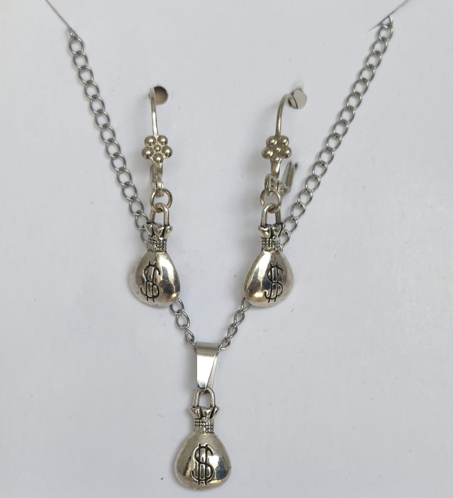 Set de cadena y aretes Bolsa de Dinero