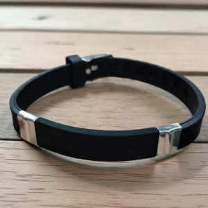 Brazalete de identificación delgado placa negra