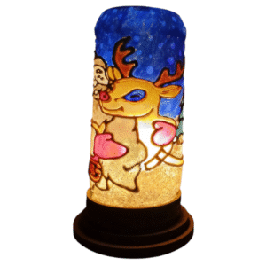 Lámpara de Santa y Rudolf en un tierno abrazo