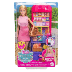 Barbie Malibu en el Mercado con Estante y 11 Accesorios