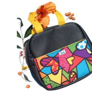 Lonchera negra estampado de corazones