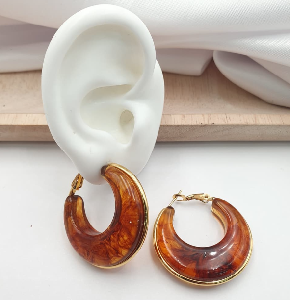 Aretes Candonga Resina Tipo Madera