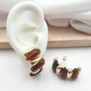 Aretes Oruga Resina Tipo Madera