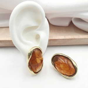 Aretes Ovalados Resina Tipo Madera