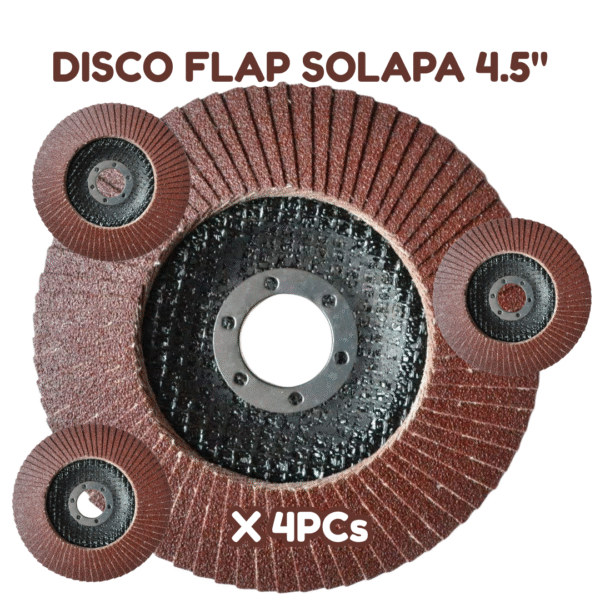 DISCO FLAP DE SOLAPA 4 PULG 115mm GRANO 60 80 ELIMINA ÓXIDO Y MAS X 4 PCs
