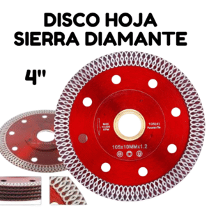 DISCO HOJA DE SIERRA ROJO DIAMANTE DE 4 PULGADAS CORTE CERÁMICA PORCELANA AZULEJO