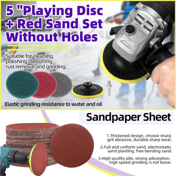 65 discos Lijado Seco Húmedo 80 400 5Pulgadas Velcro y Base M10 - Imagen 4