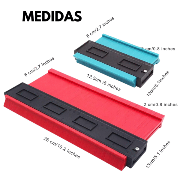 MEDIDOR DUPLICADOR CONTORNOS IRREGULARES Y REGLA ACEX 20CM 4 PCs - Imagen 3