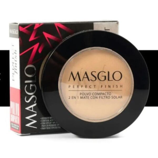 MASGLO PERFECT FINISH POLVO COMPACTO 2 EN 1 MATE CON FILTRO TONO MED2
