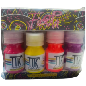 Kit Pintura Corporal Fiesta Rojo Fluorescente Tik
