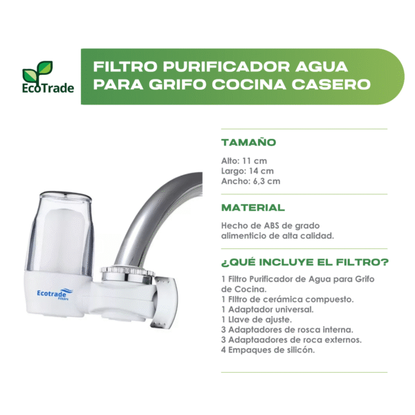 Grifo Purificador Agua mas 3 Esponjas Biodegradables Ecotrade - Imagen 2