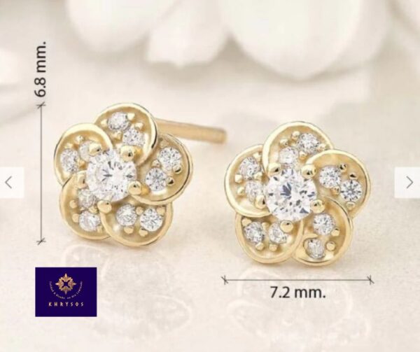 Aretes Flowers Plata Oro - Imagen 4
