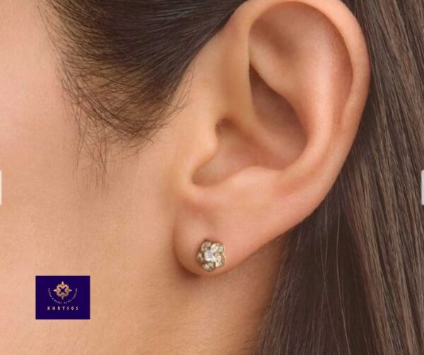 Aretes Flowers Plata Oro - Imagen 3