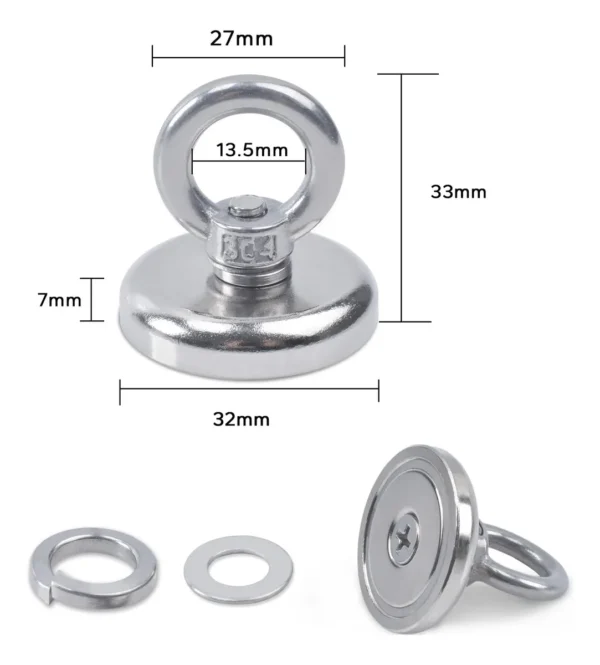 Iman Gancho Magnétic De Pesca Neodimio Súper Fuerte 32mm - Imagen 2