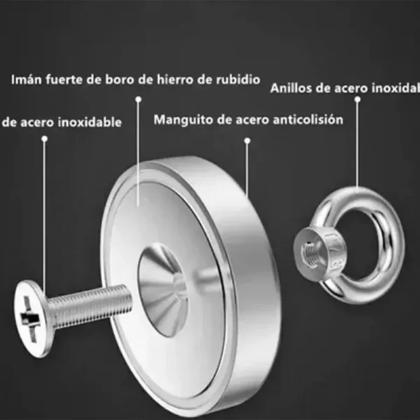 Imán Gancho de Pesca Super Potente Neodimio Mátales 50mm Sujeción 75 Kg - Imagen 5