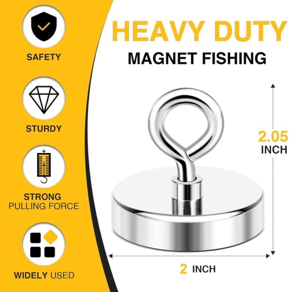 Imán Gancho de Pesca Super Potente Neodimio Mátales 50mm Sujeción 75 Kg - Imagen 3