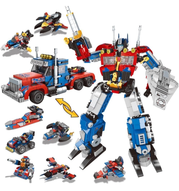 Set de bloques Transformers Optimus Prime 8 en 1 transformable robot y vehiculos - Imagen 7