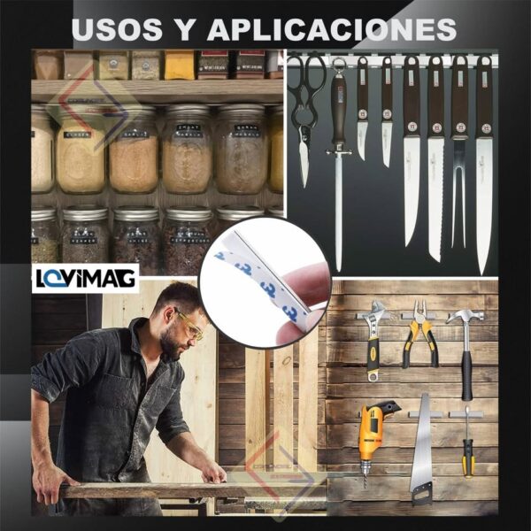 KIT IMAN DE NEODIMIO CON ADHESIVO EN BARRA DE 60X10X3 MM JUEGO DE 4 IMANES - Imagen 3