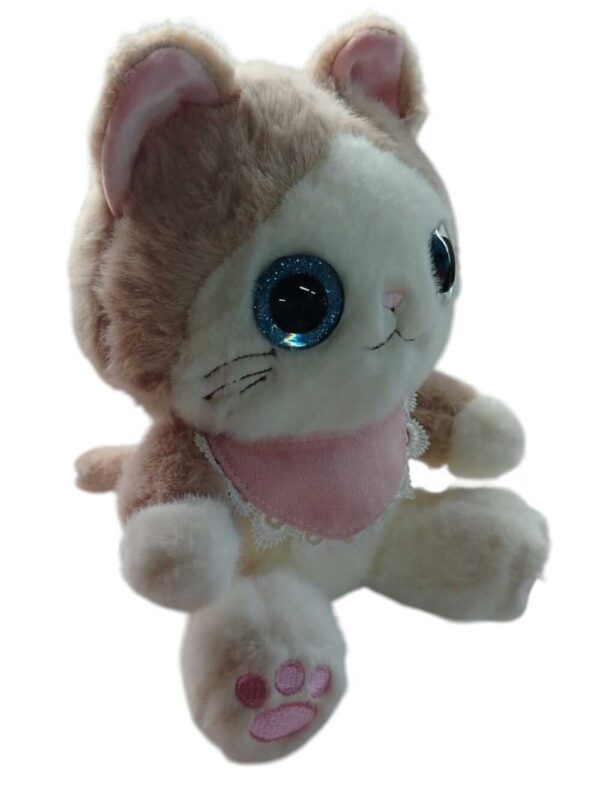 Peluche Gatita Con Pañuelito Rosa Y Ojos Azules Encantadores - Imagen 4
