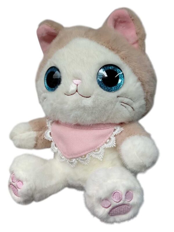 Peluche Gatita Con Pañuelito Rosa Y Ojos Azules Encantadores - Imagen 3