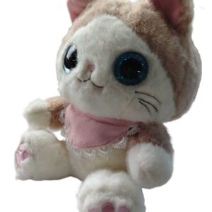 Peluche Gatita Con Pañuelito Rosa Y Ojos Azules Encantadores
