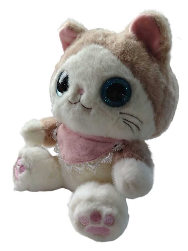 Peluche Gatita Con Pañuelito Rosa Y Ojos Azules Encantadores