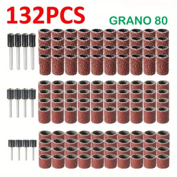LIJAS DE TAMBOR PARA DREMEL Y MOTOTOOL GRANO 80 132 PIEZAS CAJA