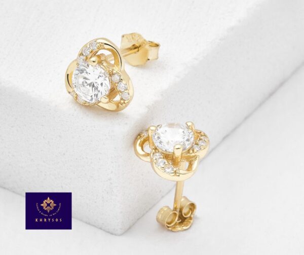 Aretes Lotus plata oro - Imagen 2